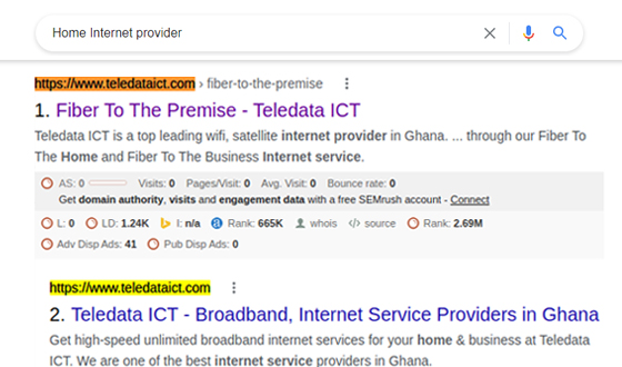 Home Internet Provider Result Teledataict